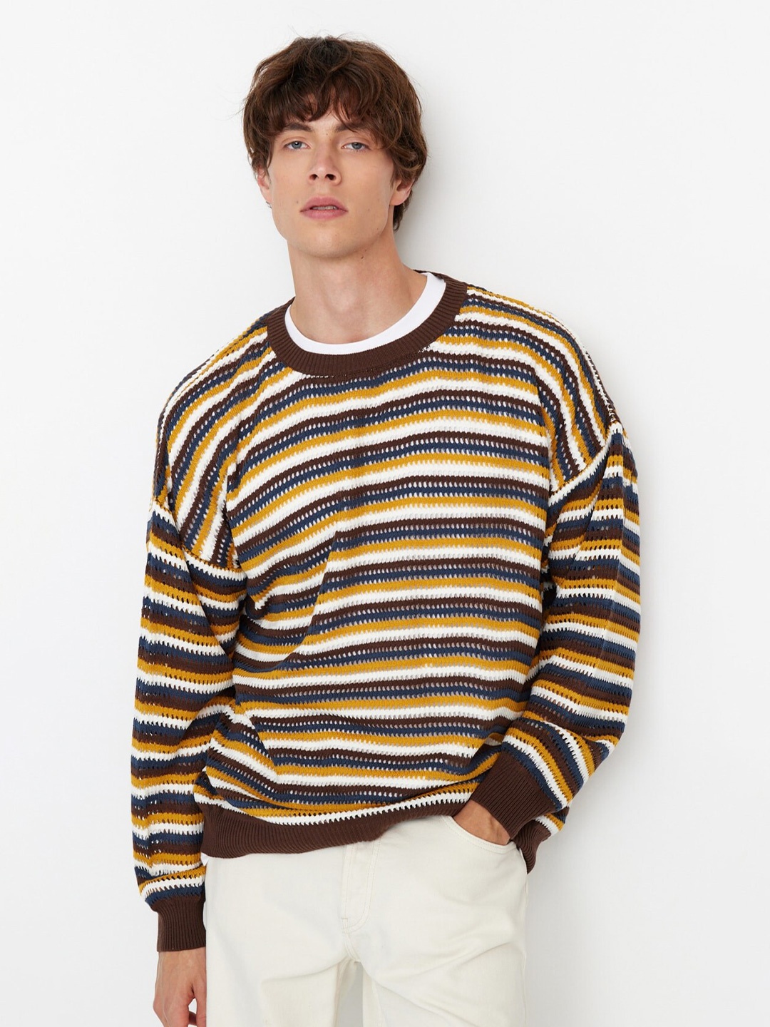 

Trendyol Striped Pullover Sweater, Brown