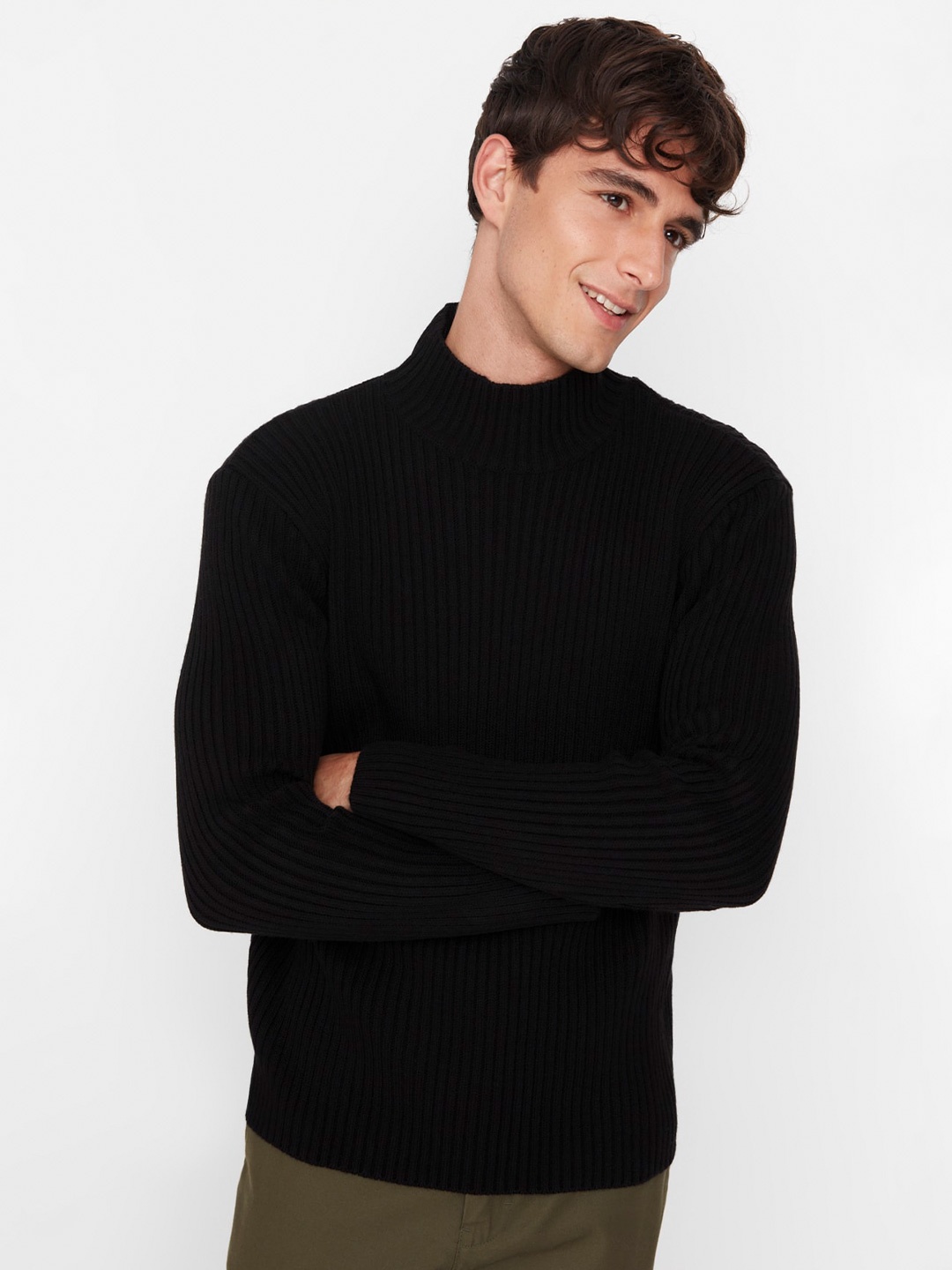 

Trendyol Ribbed Turtle Neck Pullover Sweater, Black