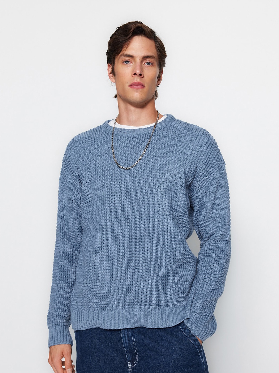

Trendyol Self Design Acrylic Pullover, Blue