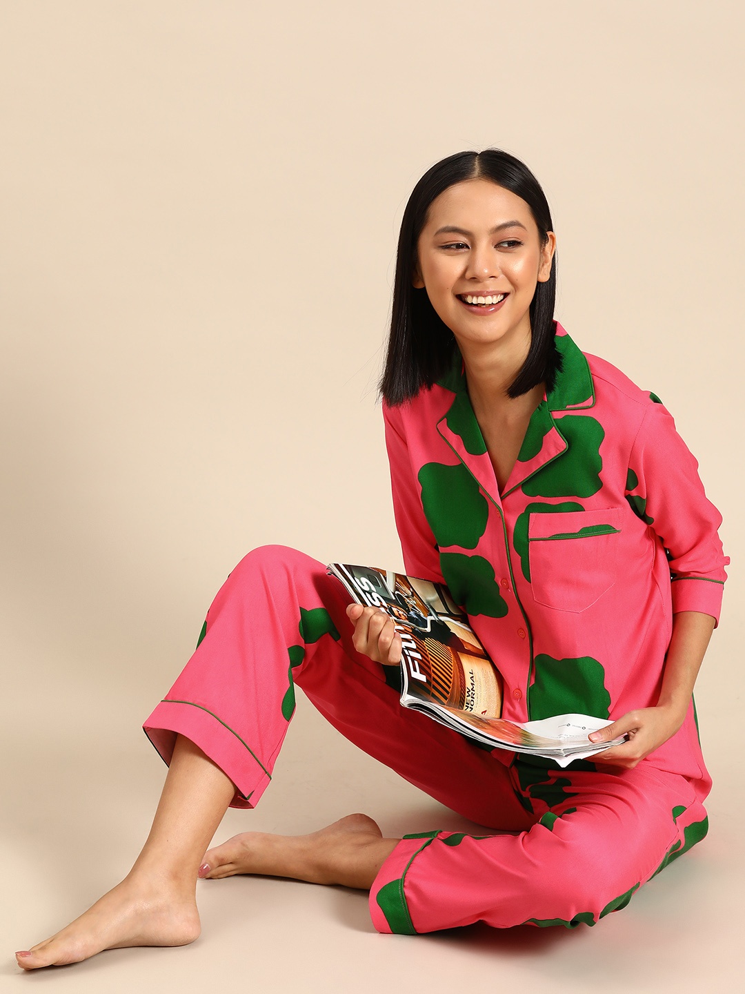

MABISH by Sonal Jain Women Printed Night suit, Fuchsia
