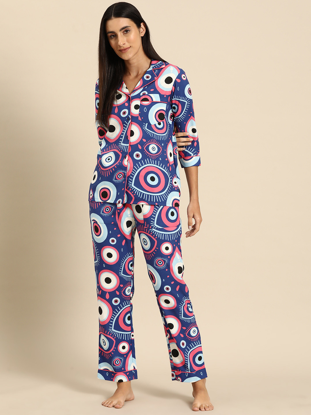 

MABISH by Sonal Jain Graphic Printed Night Suit, Blue