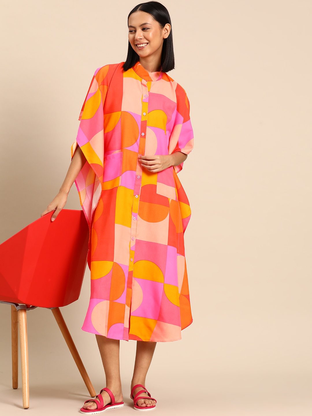 

MABISH by Sonal Jain Printed Nightdress, Orange