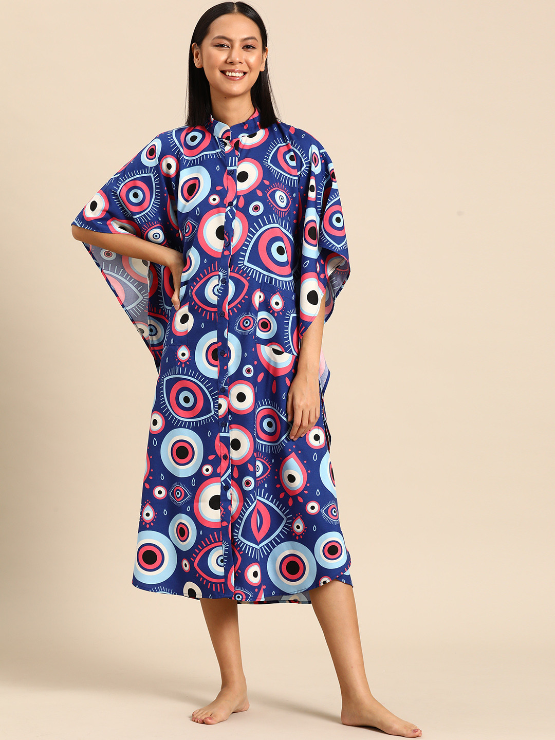 

MABISH by Sonal Jain Printed Nightdress, Navy blue