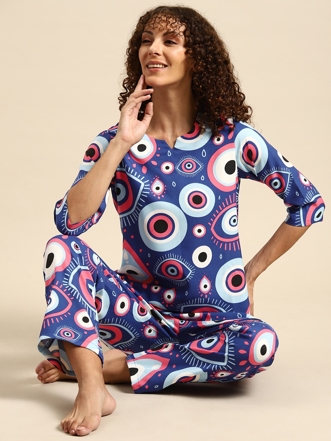 

MABISH by Sonal Jain Women Conversational Printed Night suit, Multi