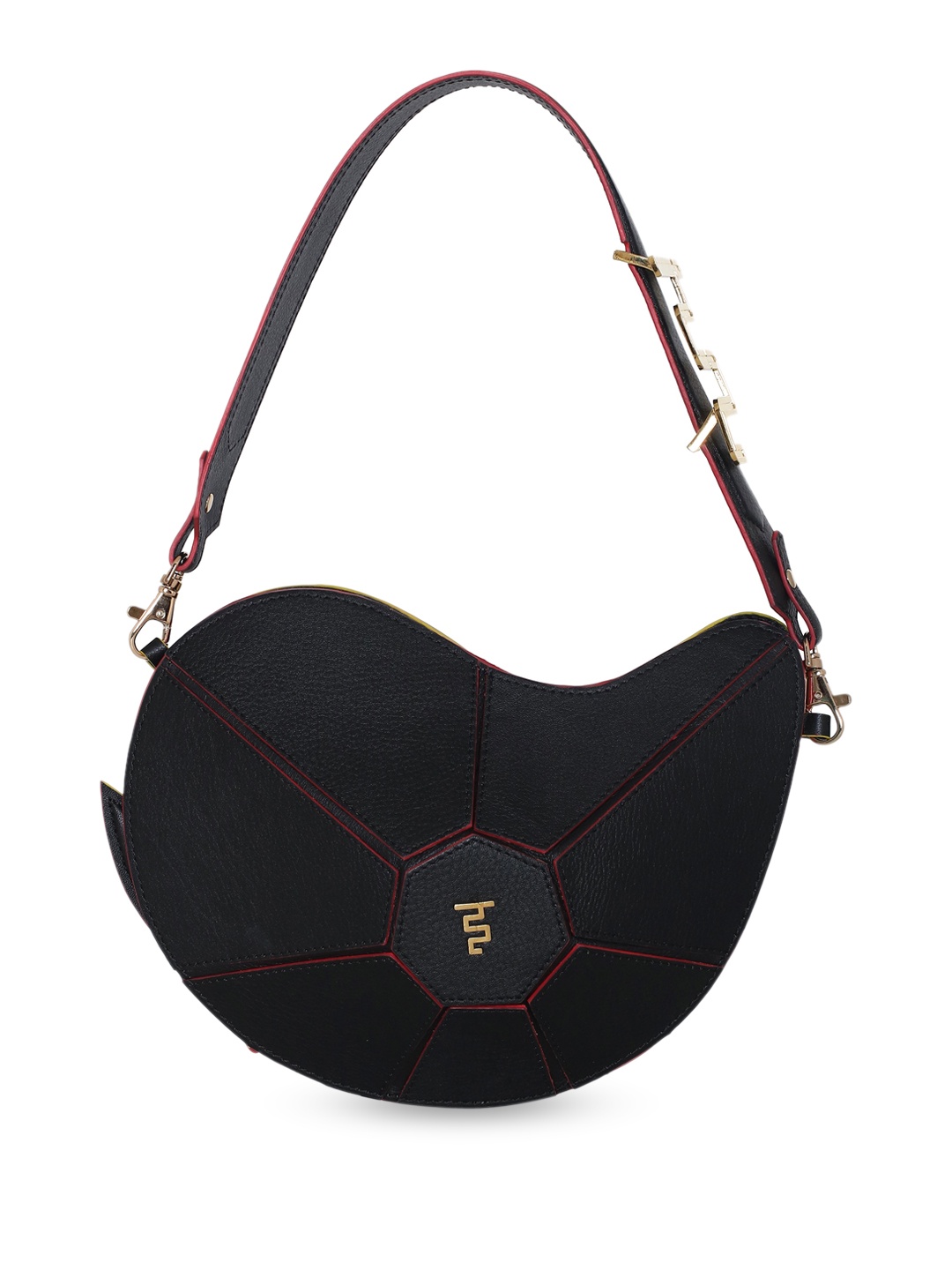 

IMMRI Black Leather Structured Hobo Bag