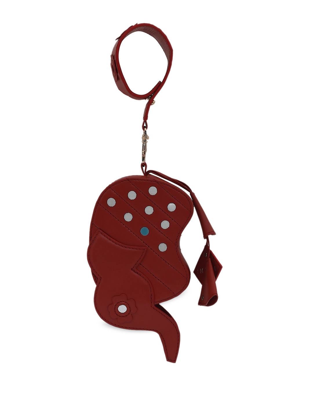 

IMMRI Embellished Leather Swagger Sling Bag with Applique, Red