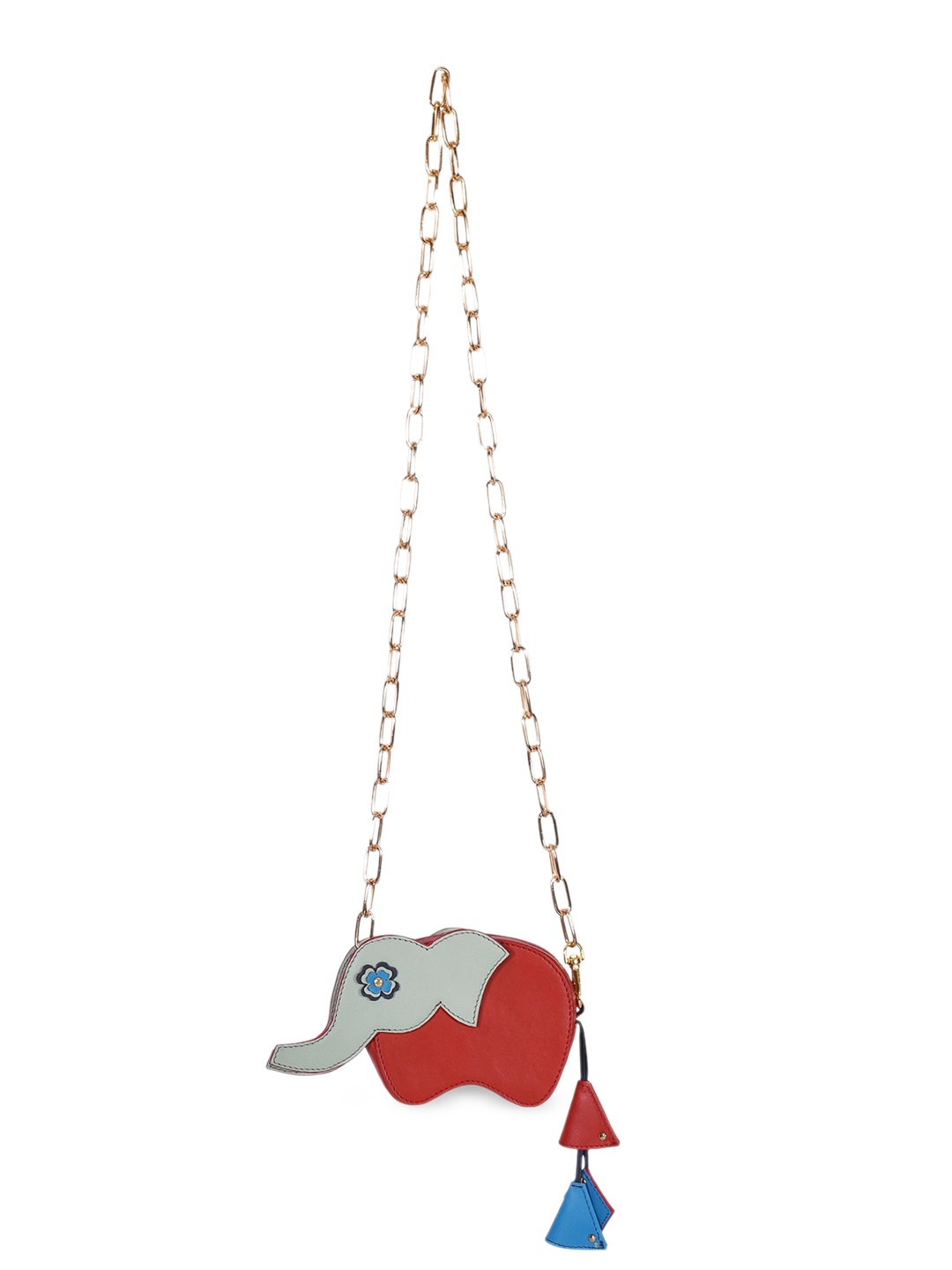 

IMMRI Leather Elephant Shaped Zip Around Wallet With Sling Strap, Red