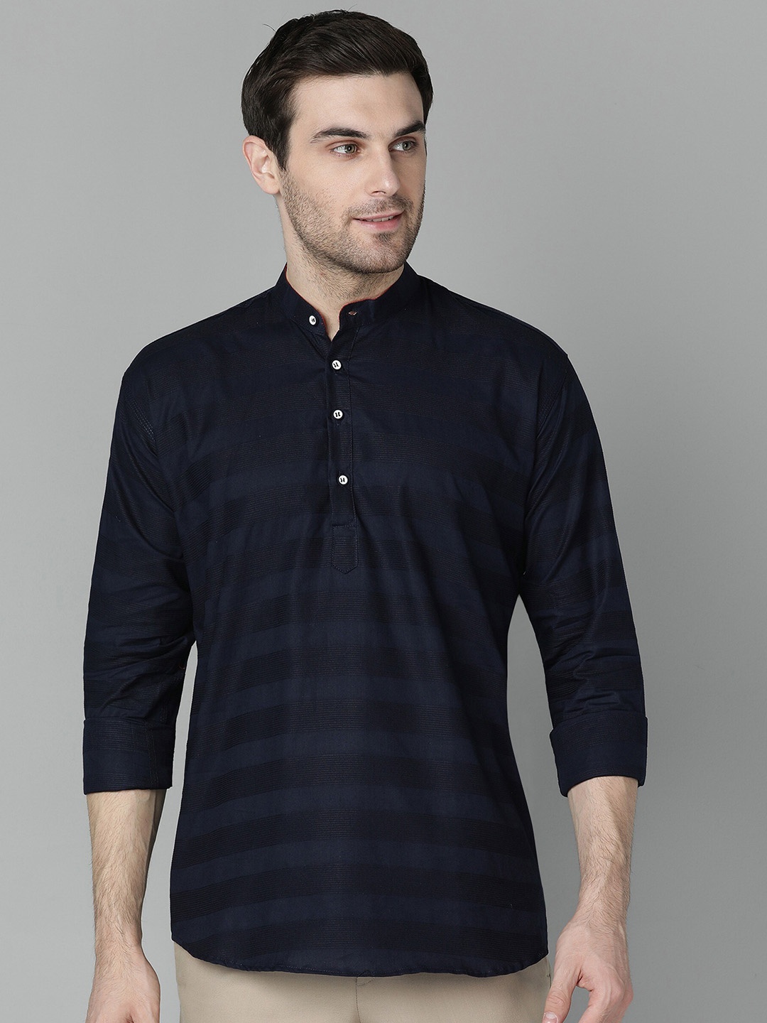 

FUBAR Men Navy Blue Thread Work Kurta