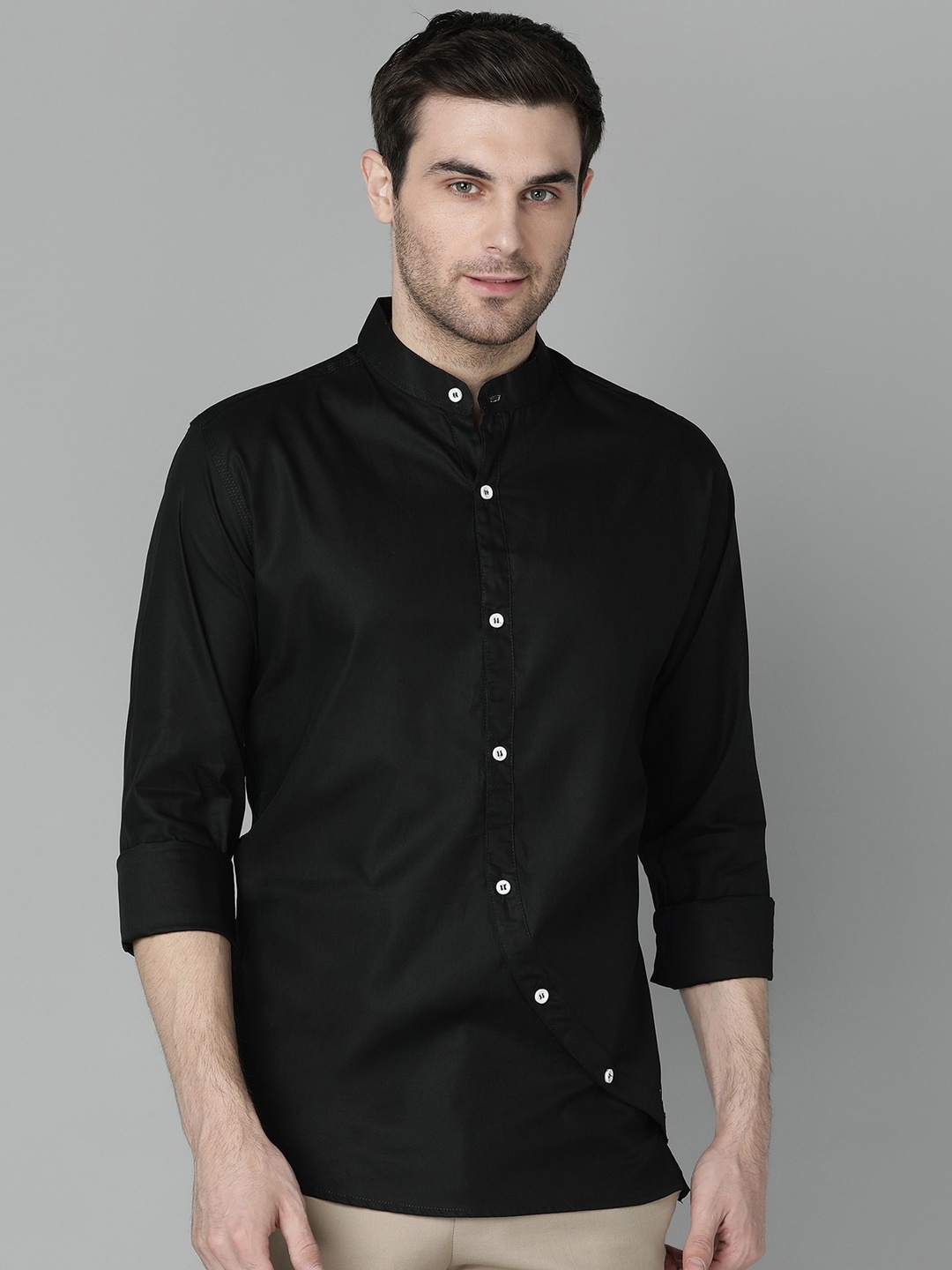 

FUBAR Band Collar Kurta, Black