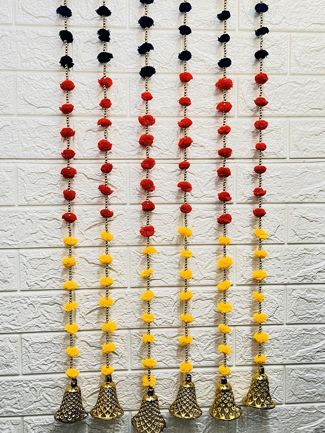 

Akaar Yellow & Red 6 Pieces Pom-Pom Wall Hangings, Multi