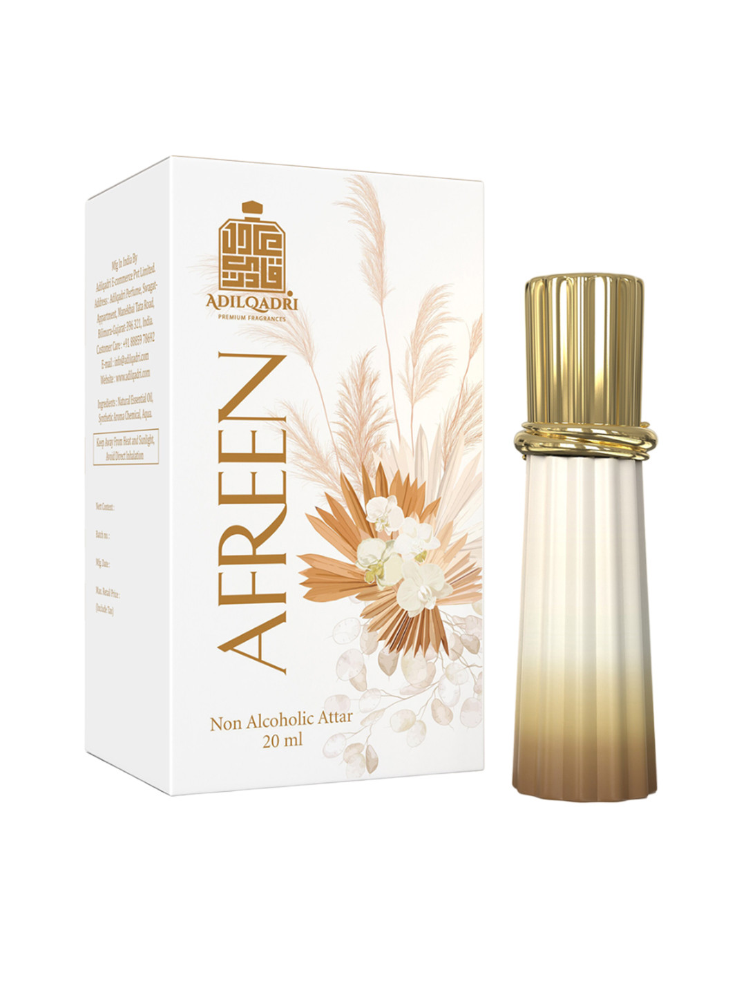 

ADILQADRI Afreen Alcohol Free Luxury Roll-On Attar Perfume - 20 ml, White