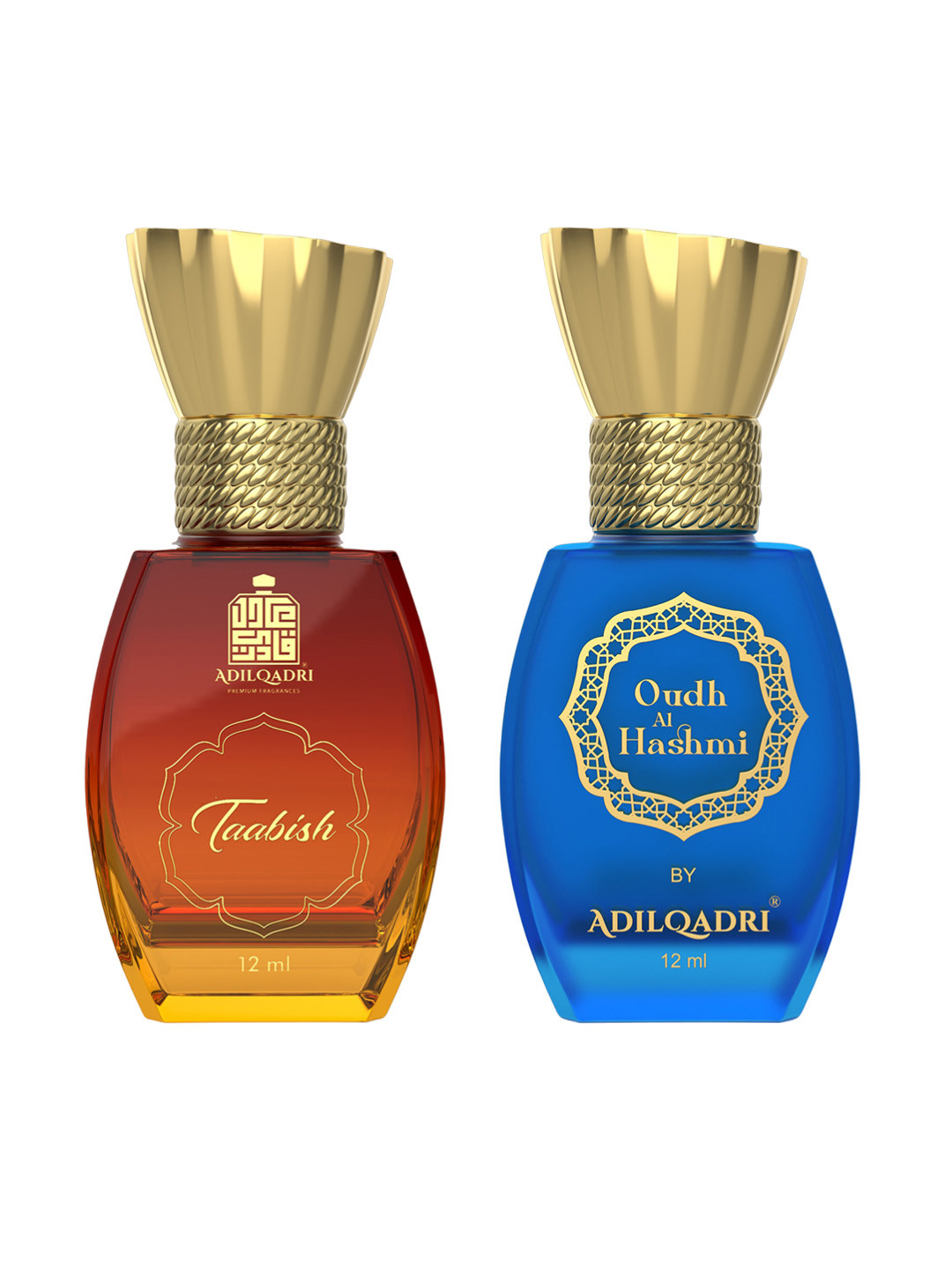 

ADILQADRI Set of Taabish & Oudh Al Hashmi Alcohol Free Roll-On Attar - 12 ml each, Blue