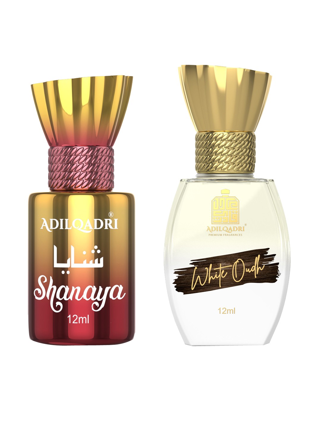 

ADILQADRI Set of Shanaya & White Oudh Alcohol Free Roll-On Attar Perfume - 12 ml each