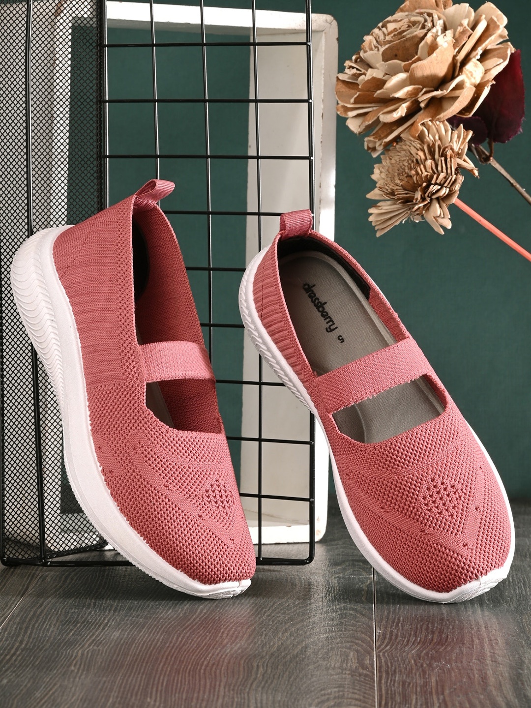 

DressBerry Pink Textured Lightweight Slip-On Sneakers