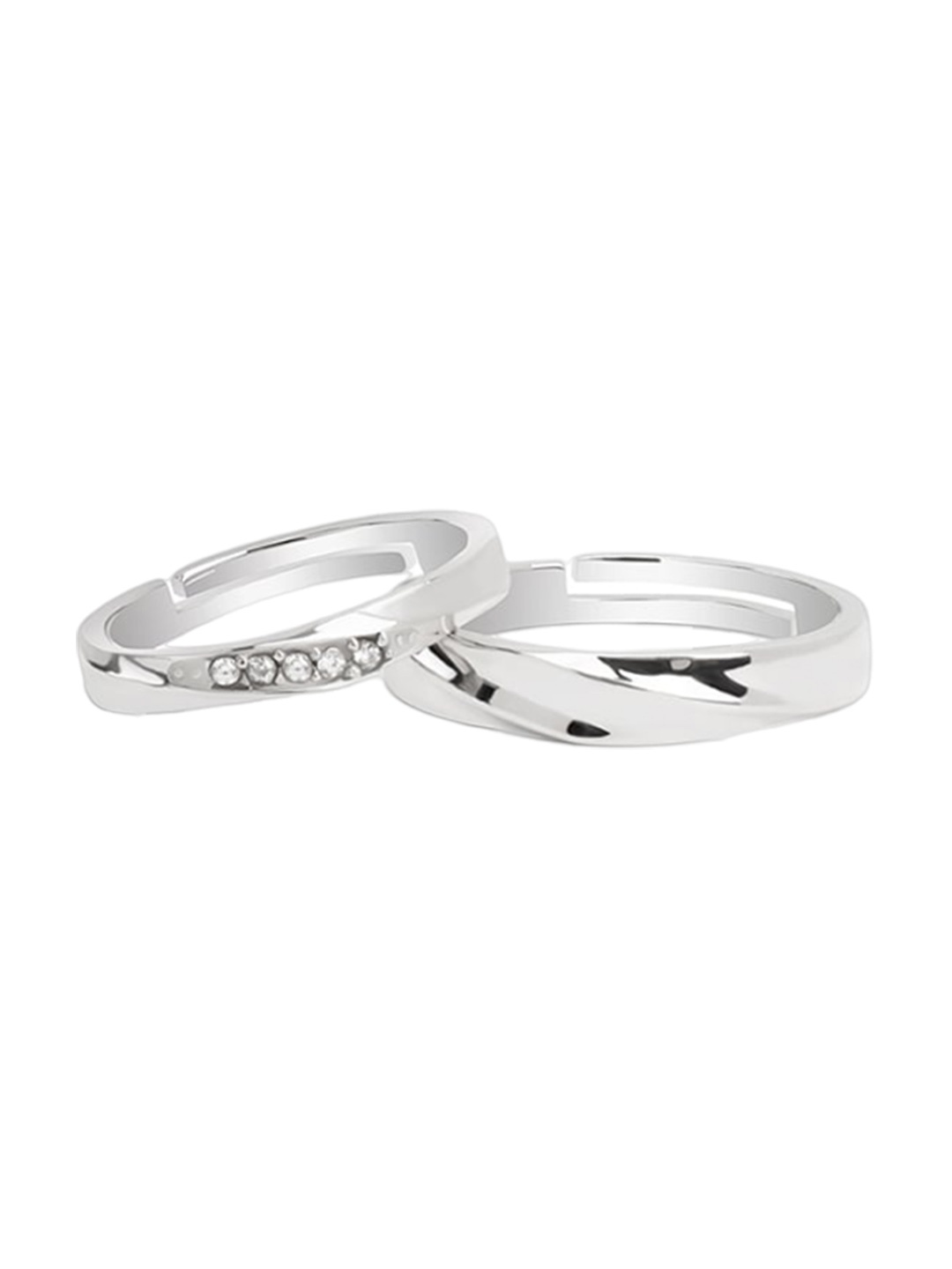 

March by FableStreet Set Of 2 92.5 Sterling Silver Rhodium- Plated Couple Rings