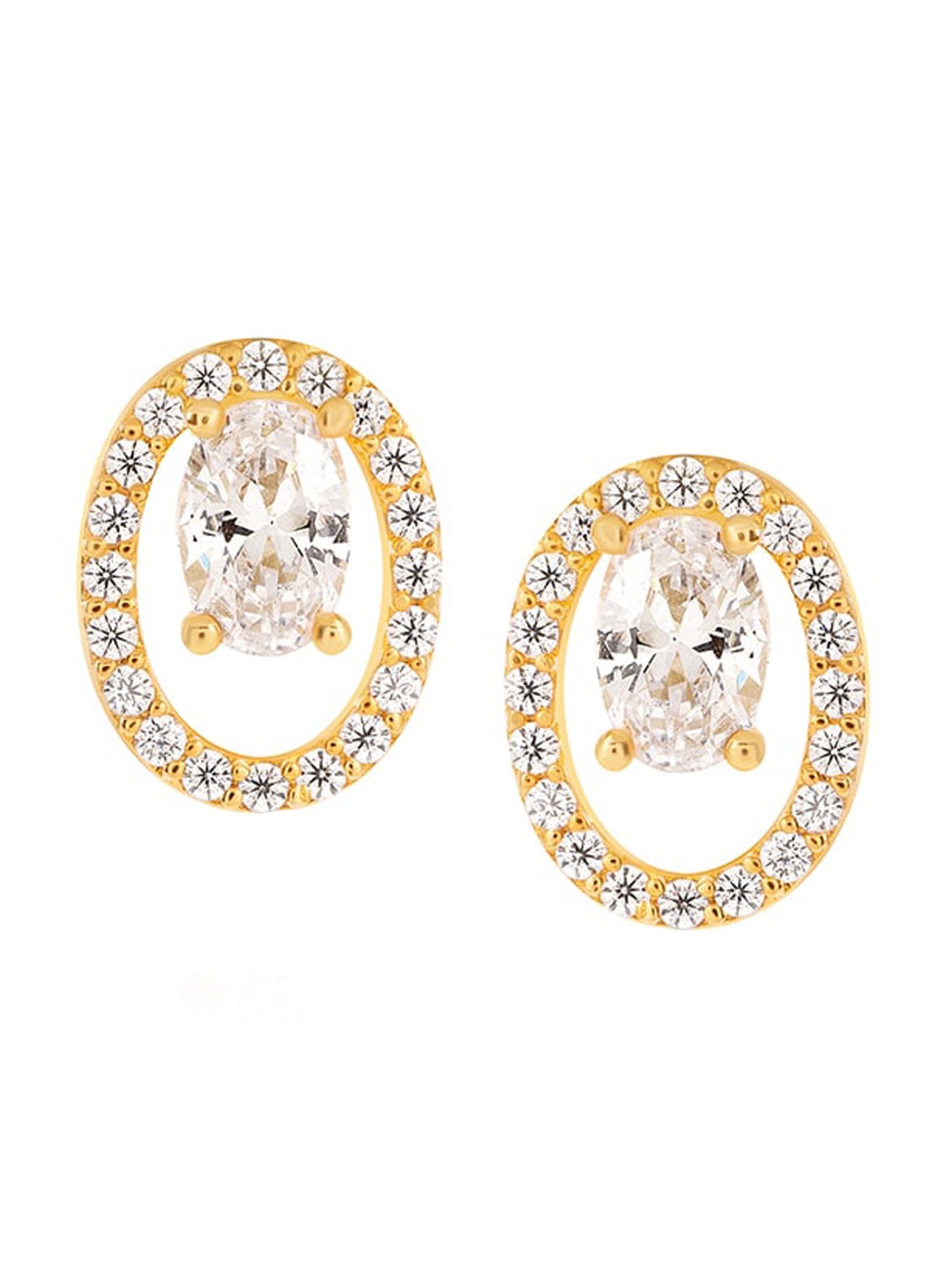 

March by FableStreet Sterling Silver Gold-Plated Oval Studs Earrings