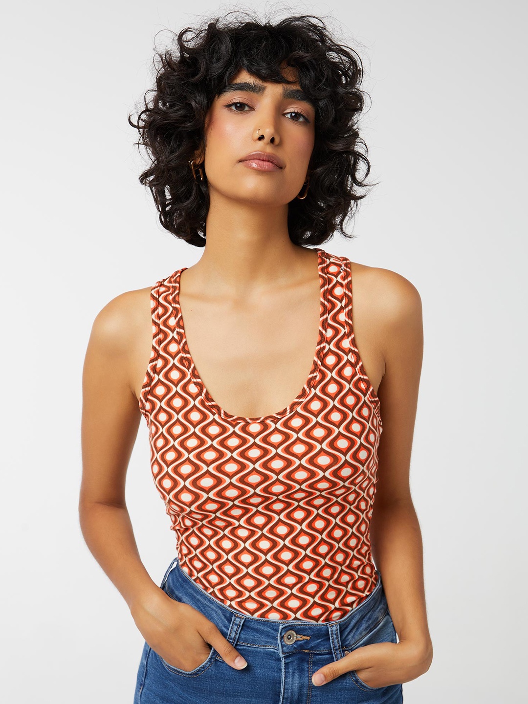 

Ardene Ethnic Motifs Printed Scoop Neck Tank Top, Red