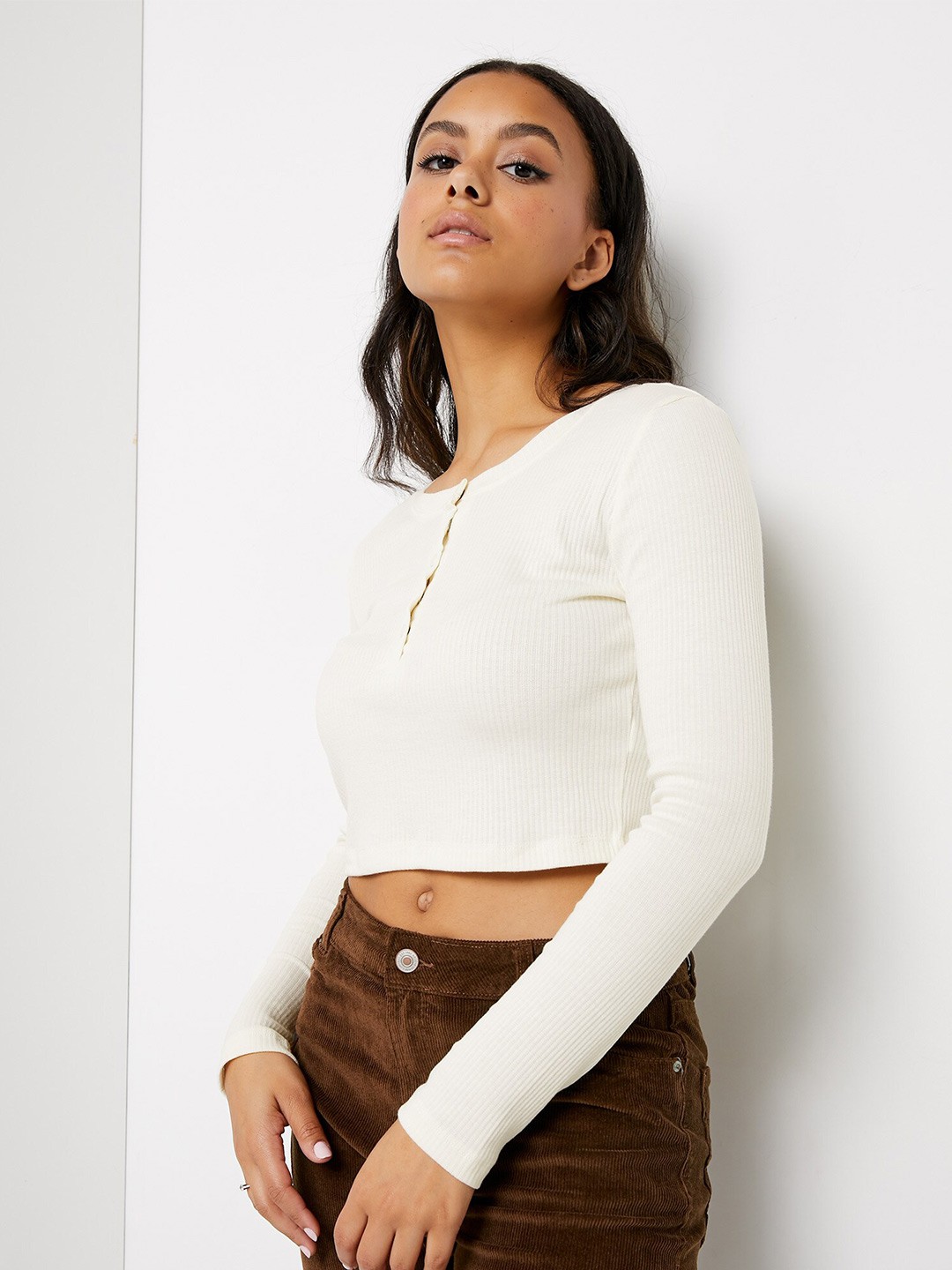 

Ardene Round Neck Boxy Crop Top, White