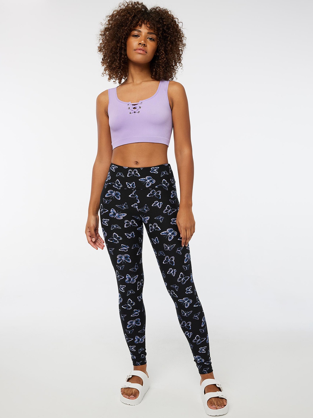 

Ardene Printed Ankle Length Leggings, Blue