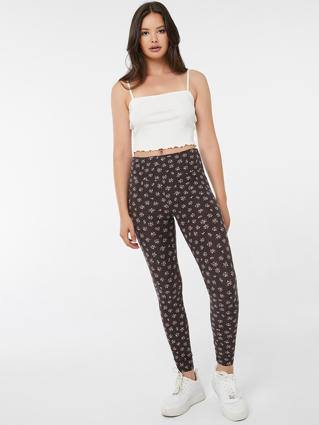 

Ardene Women Printed Mid-Rise Ankle Length Leggings, Brown