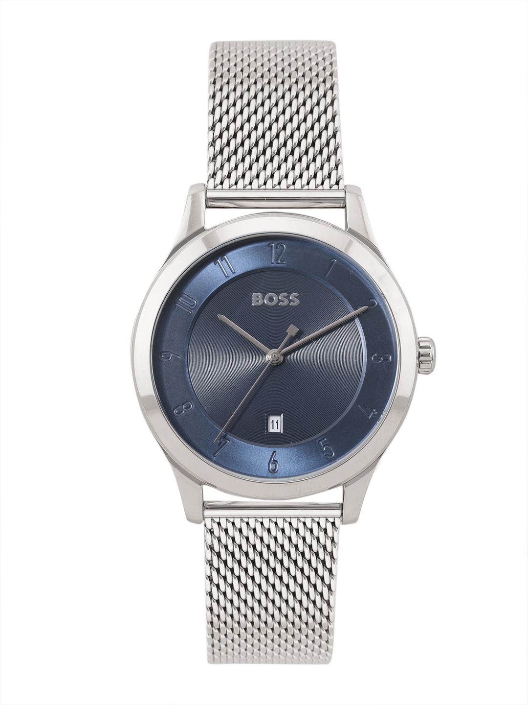 

Hugo Boss Men Purity Solid Dial & Stainless Steel Bracelet Style Analogue Watch 1513985, Blue