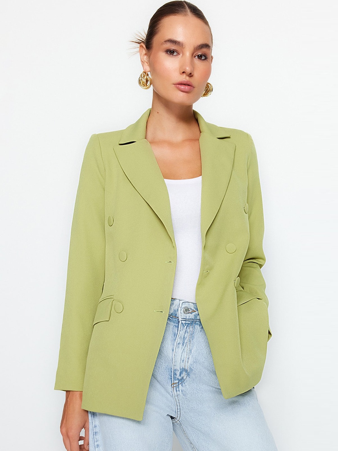 

Trendyol Double-Breasted Blazer, Green