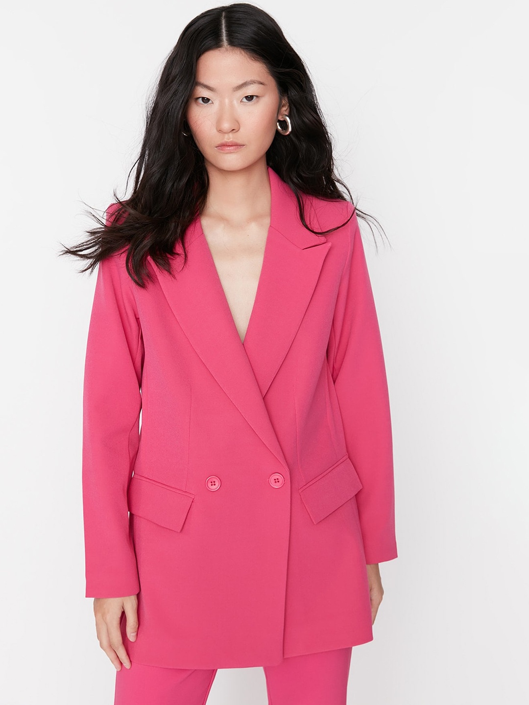 

Trendyol Double-Breasted Casual Blazer, Pink