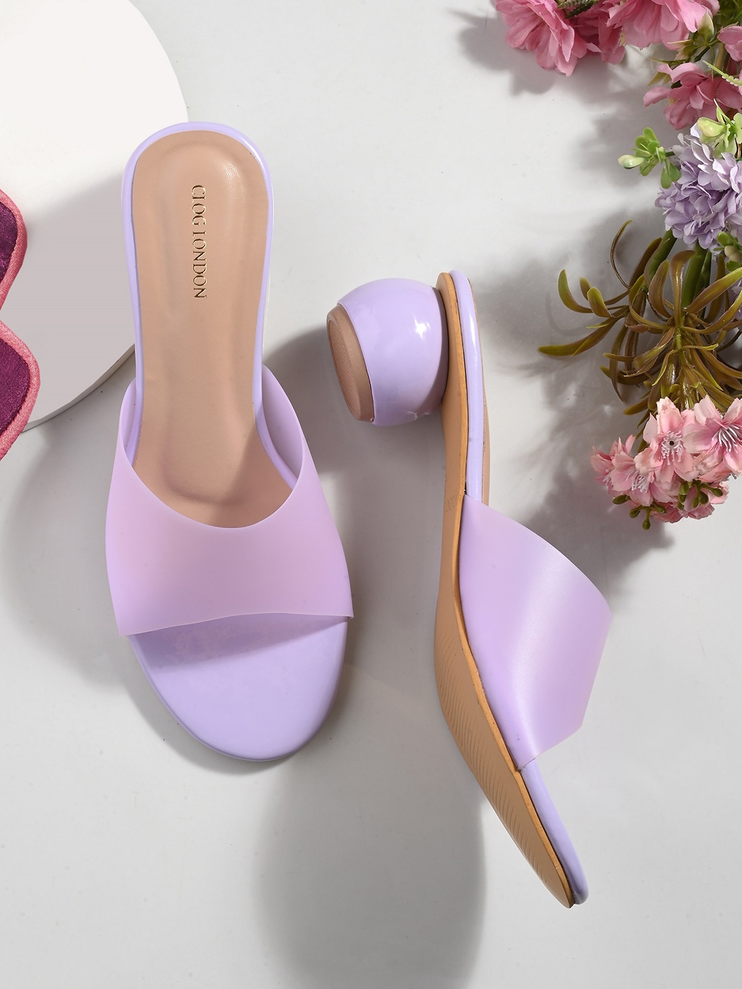 

CLOG LONDON Open Toe Block Heels, Purple