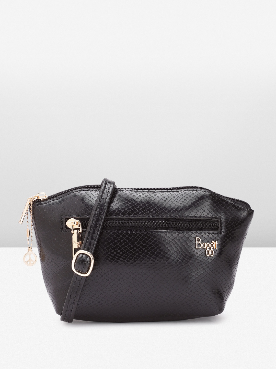 

Baggit Abstract Textured Structured Sling Bag, Black