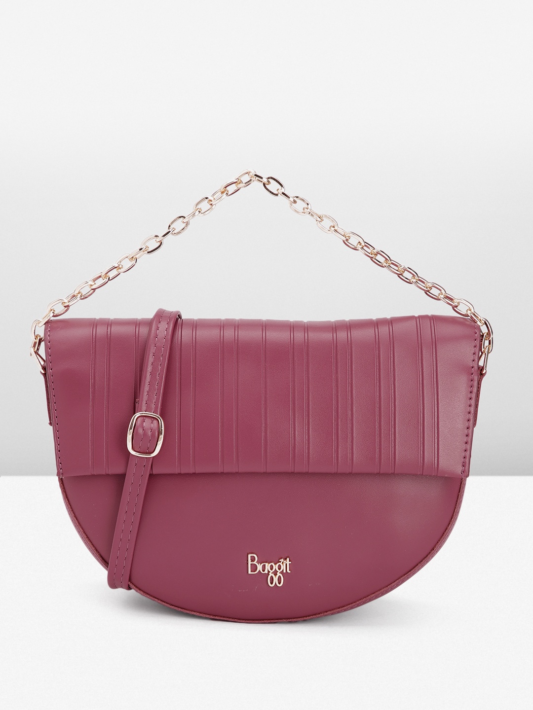 

Baggit Self-Striped Handheld Bag, Mauve