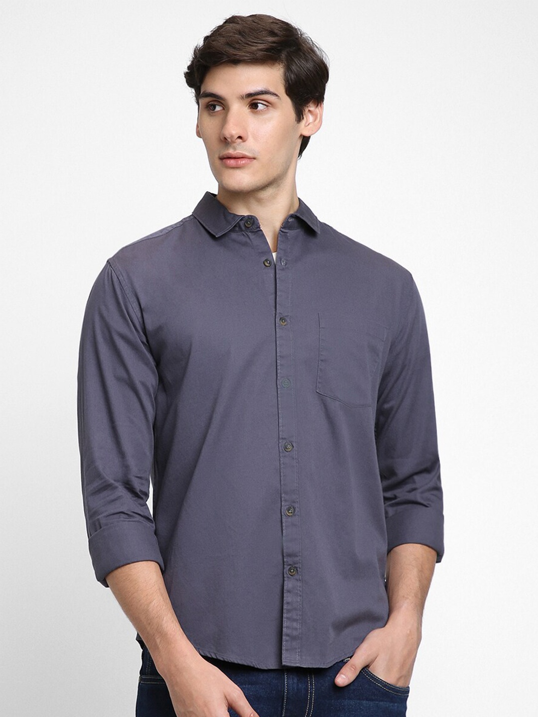 

Dennis Lingo Regular Fit Cotton Twill Casual Shirt, Grey