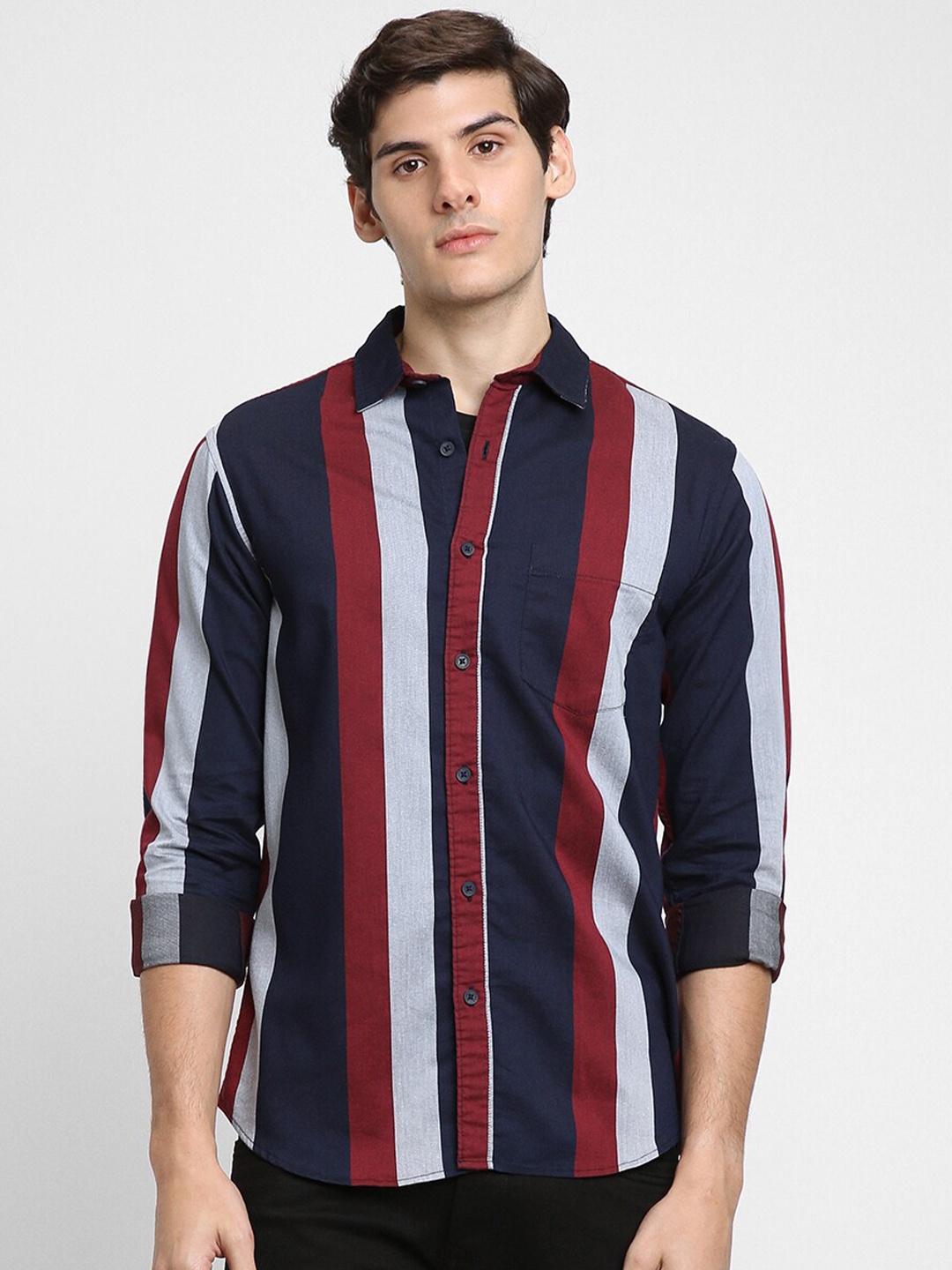 

Dennis Lingo Slim Fit Striped Cotton Casual Shirt, Navy blue