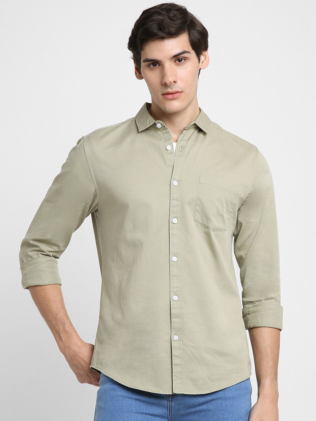 

Dennis Lingo Regular Fit Cotton Twill Casual Shirt, Green