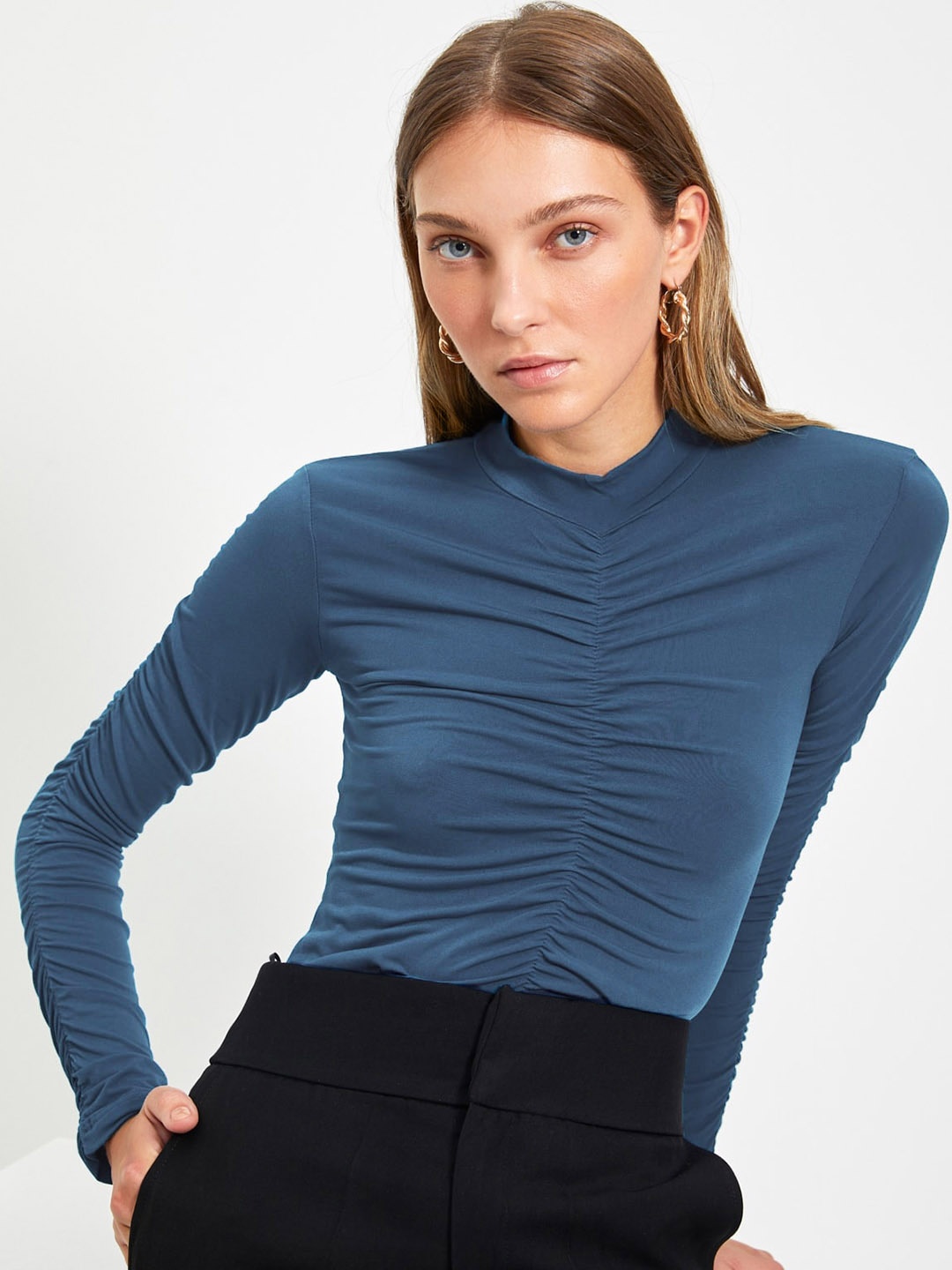

Trendyol Slim Fit Ruched Bodysuit, Blue