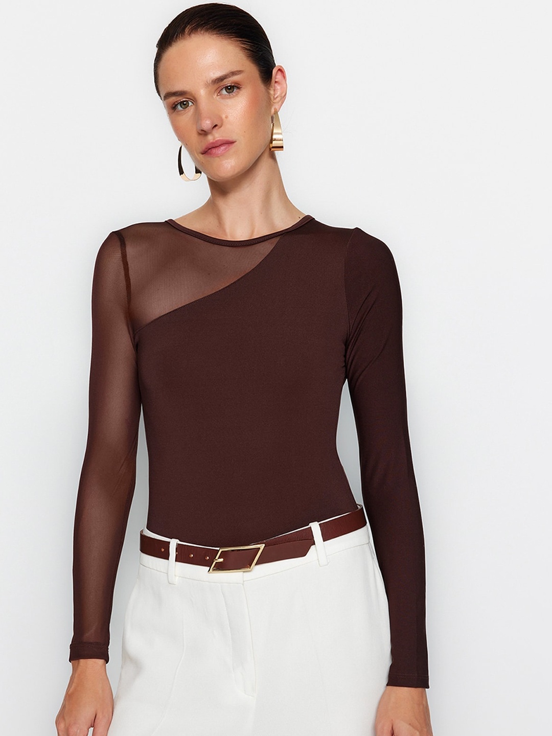 

Trendyol Self-Design Bodysuit, Brown