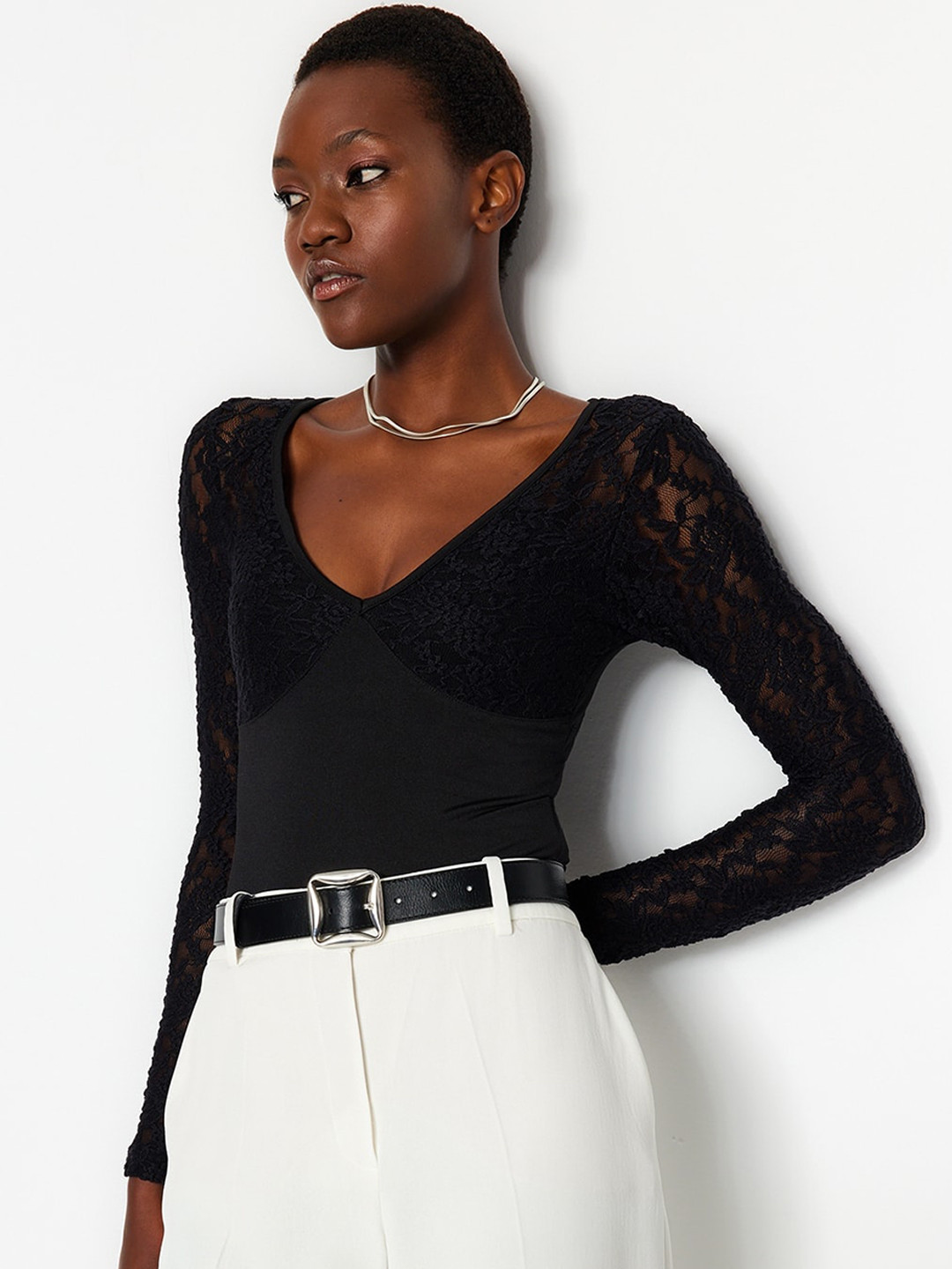 

Trendyol Self Design Bodysuit, Black