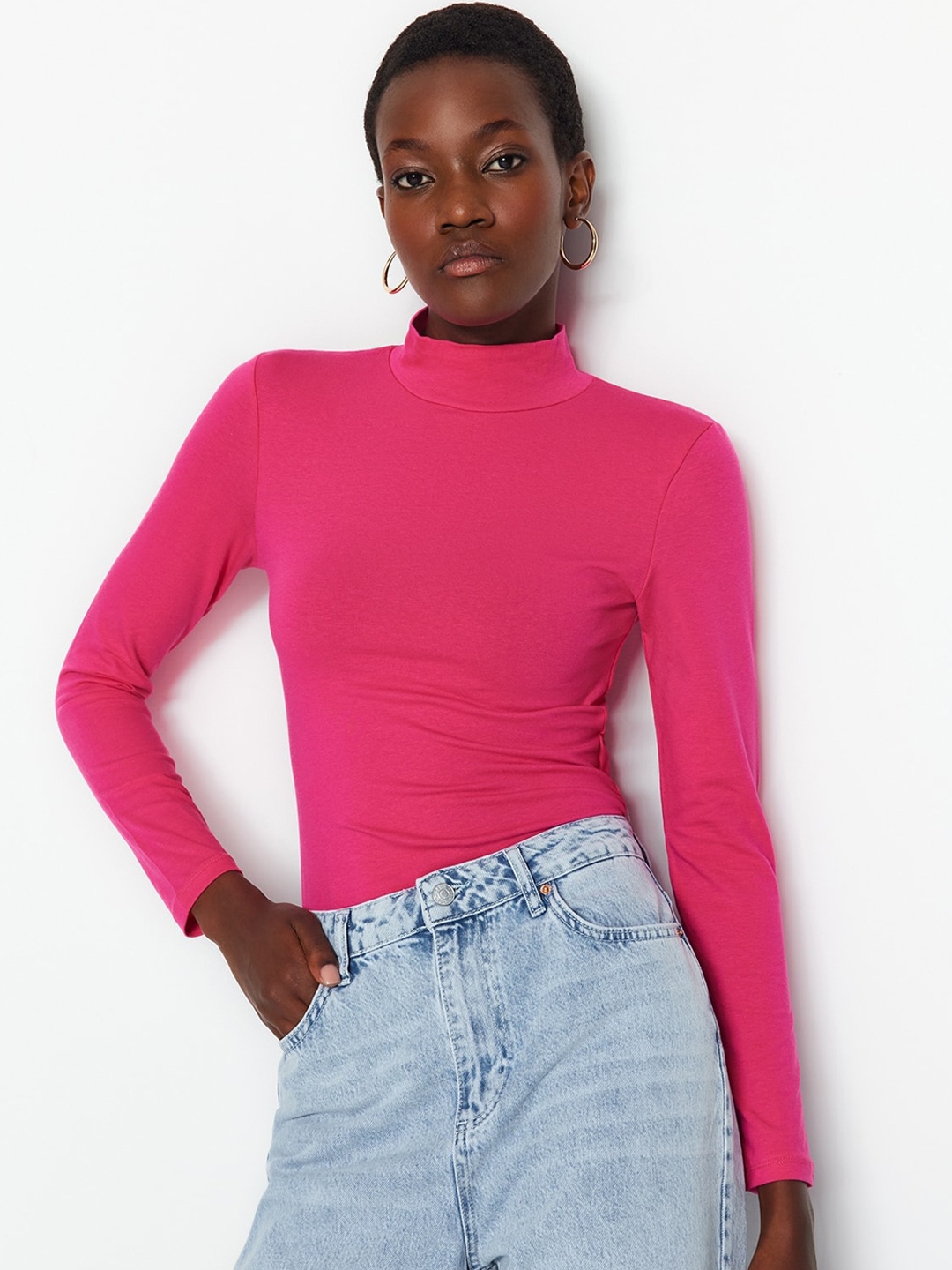 

Trendyol High-Neck Bodysuit, Pink