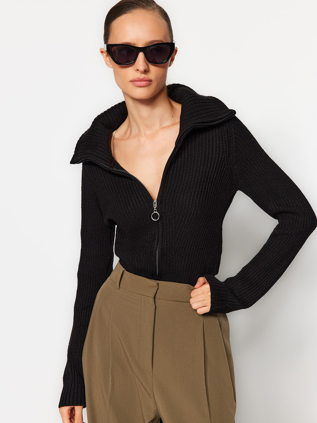 

Trendyol Self-Design High Neck Bodysuit, Black