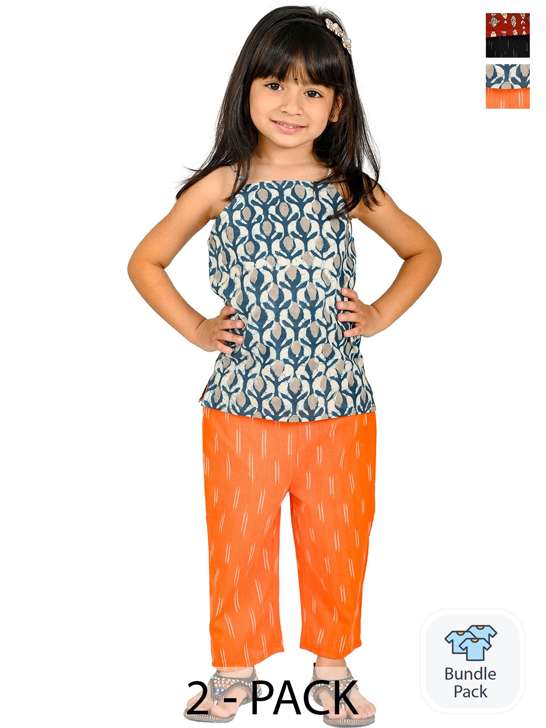 

Tiny Bunnies Girls Pack Of 2 Printed Top with Trousers, Blue