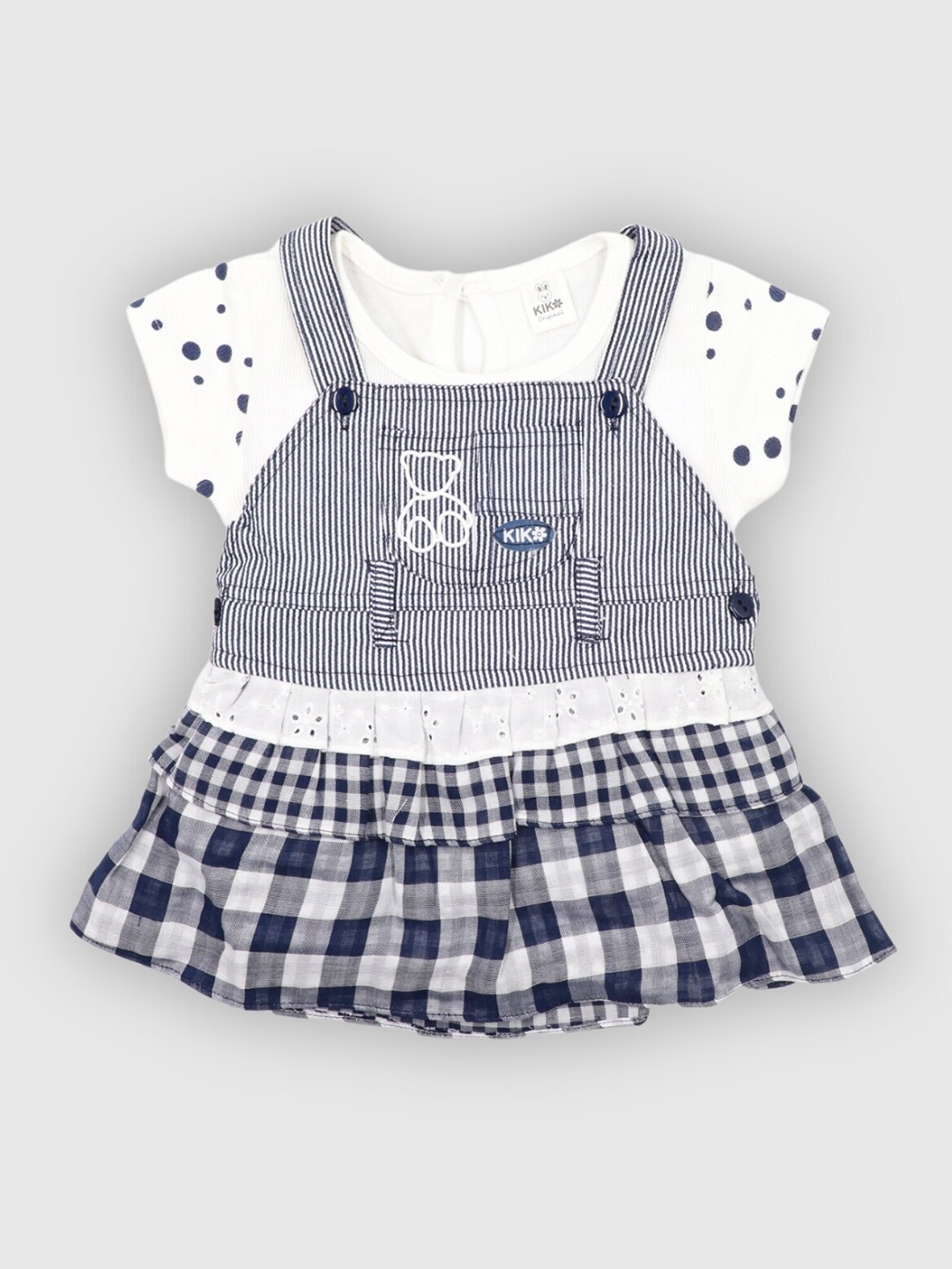 

YOUSTYLO Checked Cotton Pinafore Dress, Blue