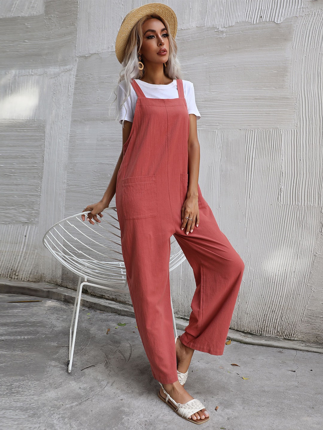 

StyleCast Red Shoulder Straps Basic Jumpsuit