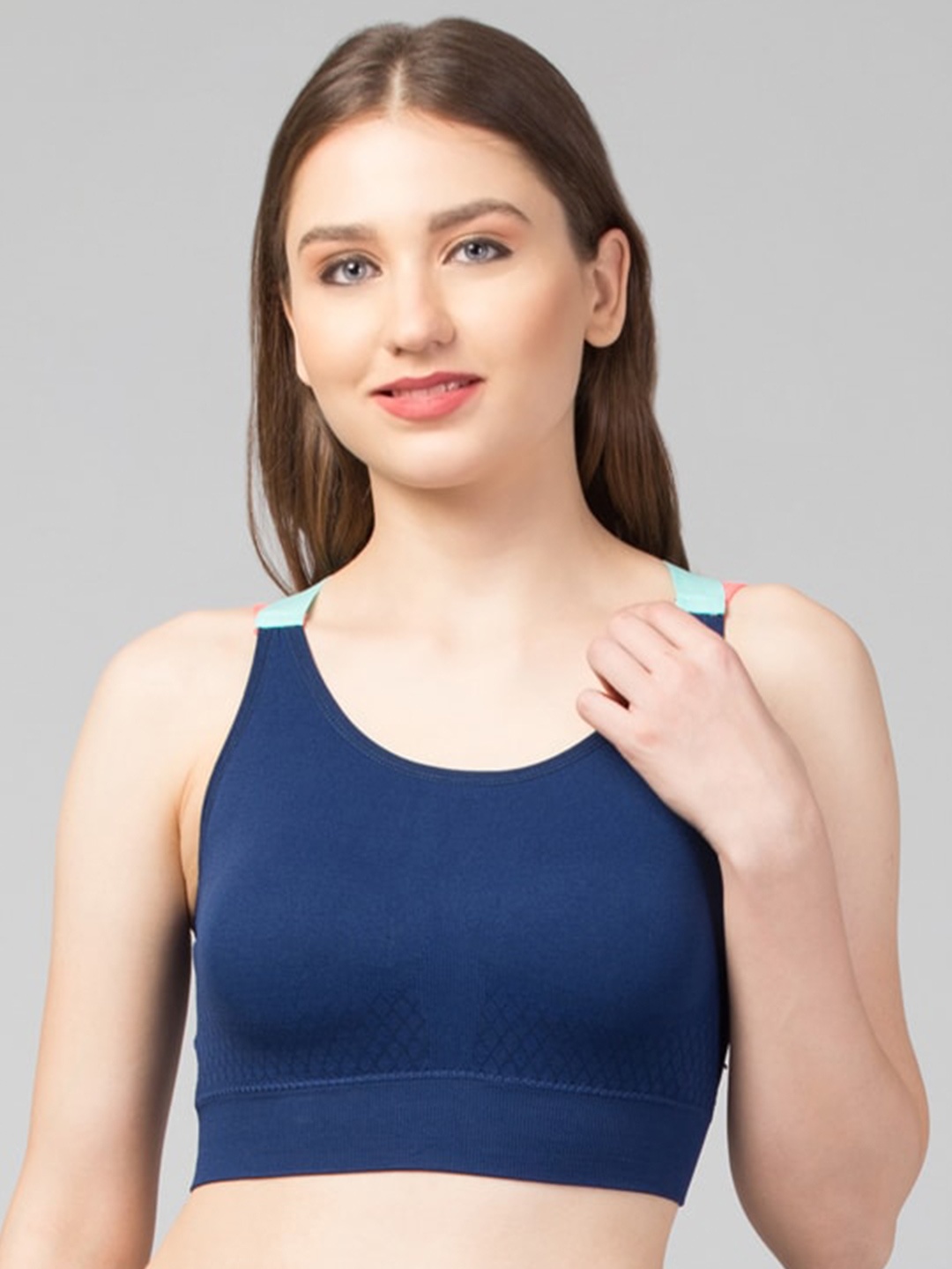 

Apraa & Parma Full Coverage Cotton Training or Gym Workout Bra, Navy blue