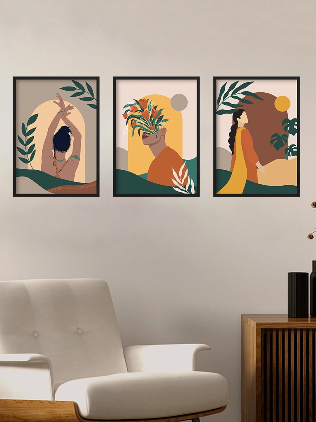 

Happening Hippo Brown & Yellow 3-Pieces Printed Framed Wall Art