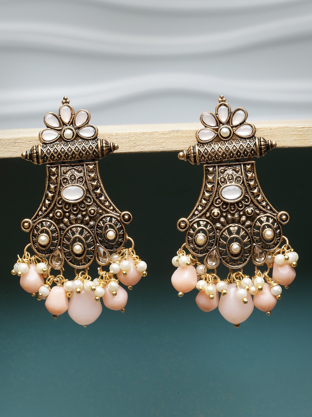 

ADIVA Gold-Plated Antique Contemporary Drop Earrings