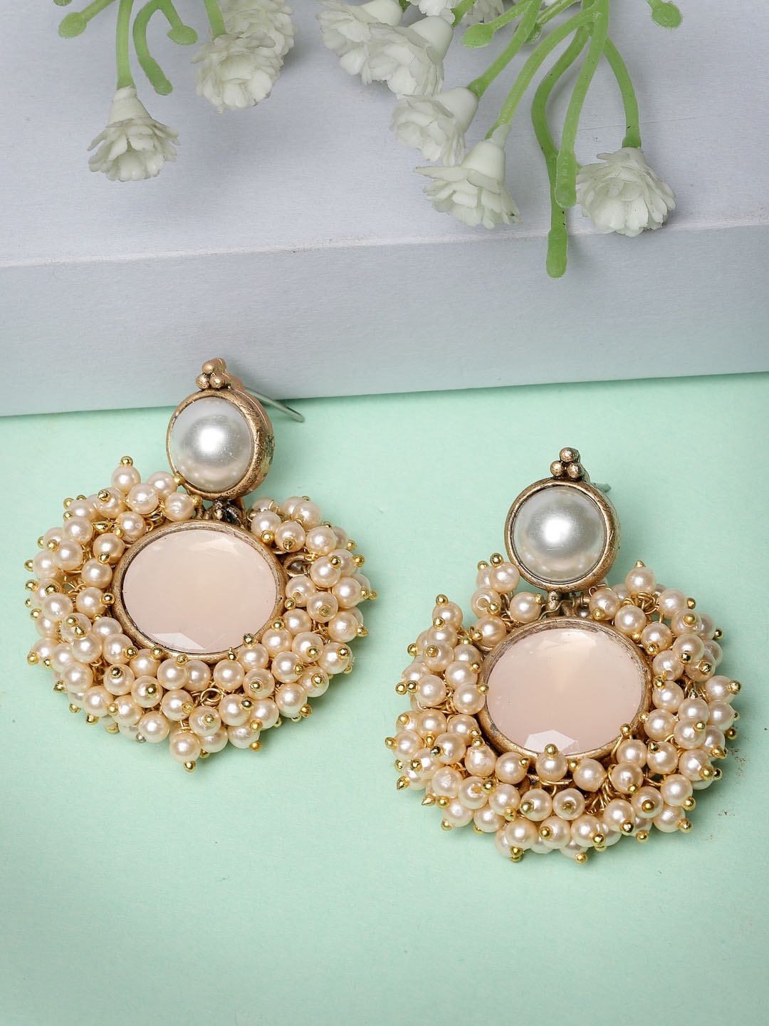 

ADIVA Gold-Plated Beaded Classic Drop Earrings