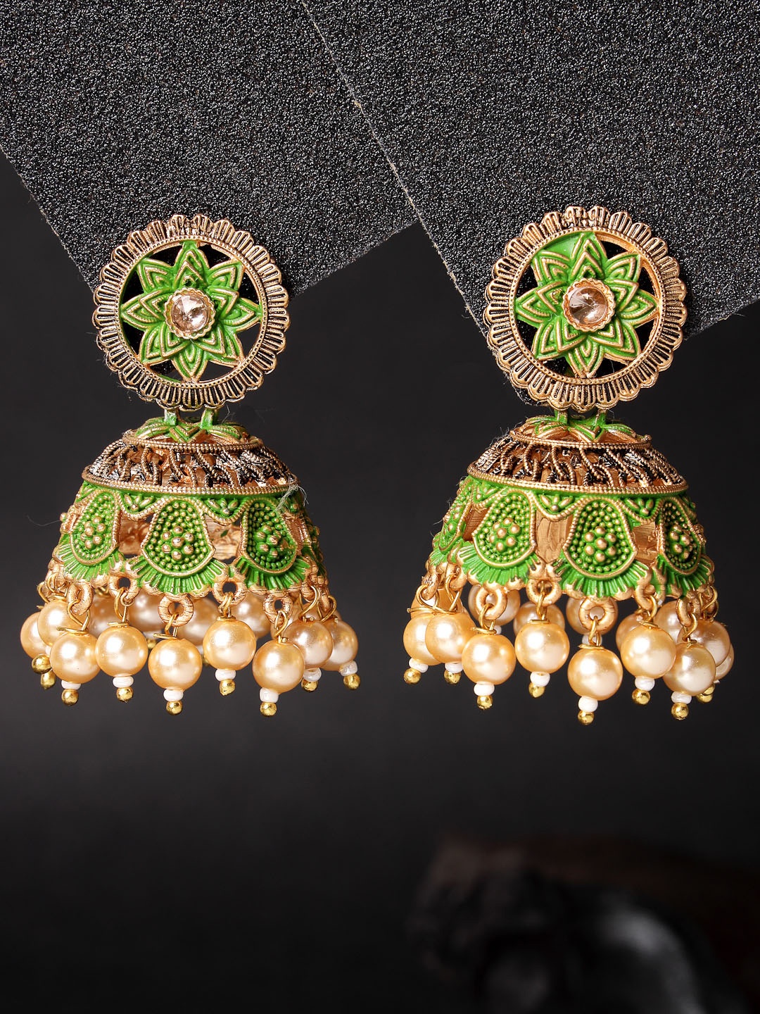 

ADIVA Gold-Plated Floral Jhumkas Earrings