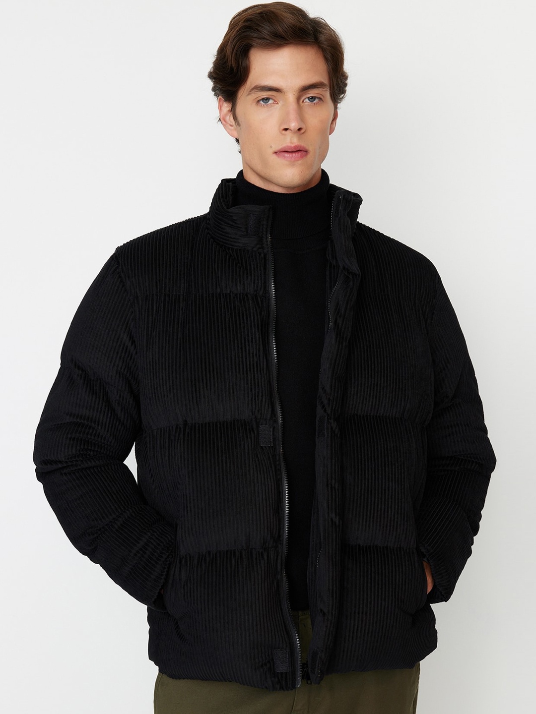 

Trendyol Mock Collar Faux Fur Trim Tailored Jacket, Na