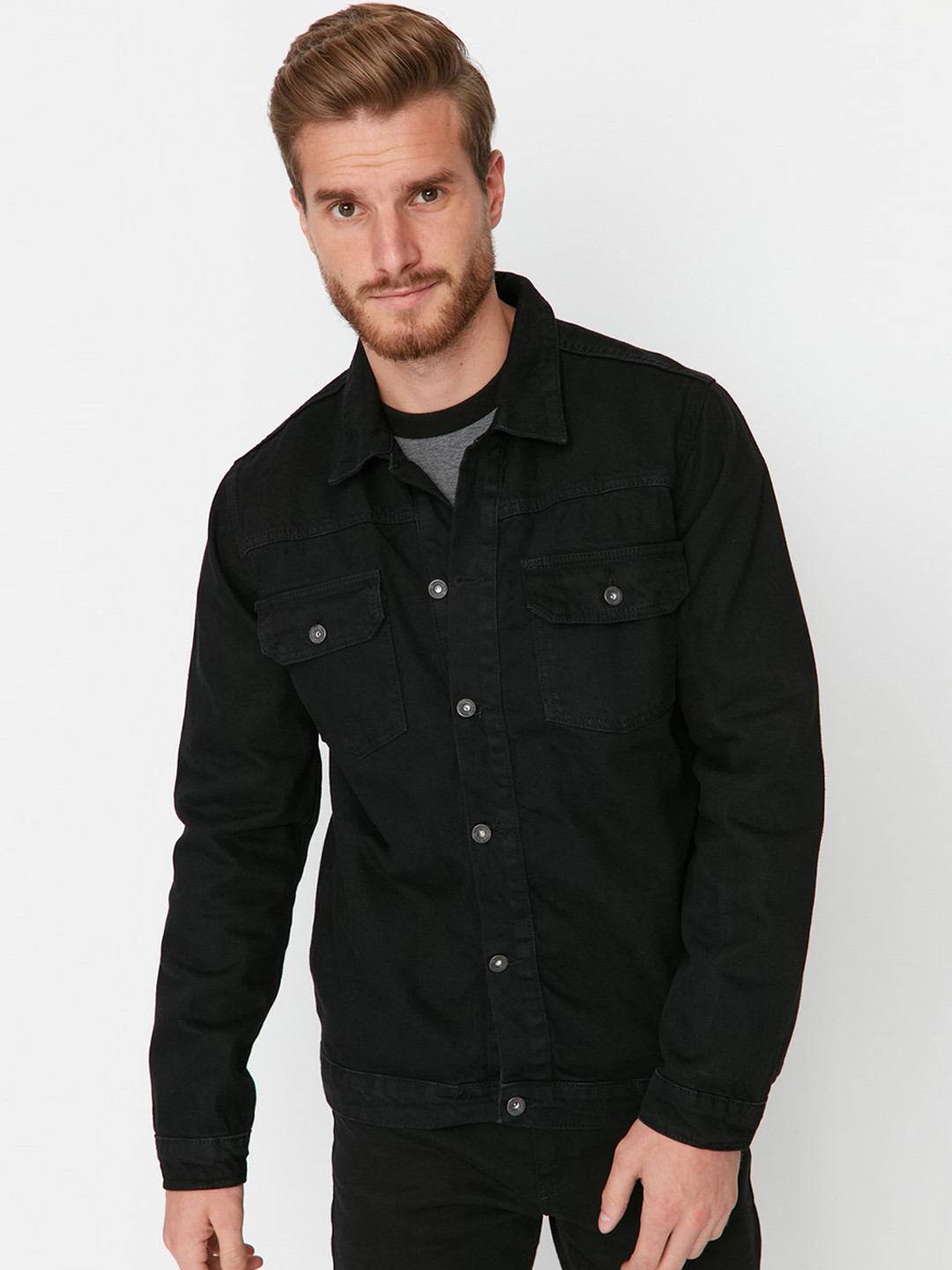 

Trendyol Spread Collar Cotton Tailored Jacket, Black