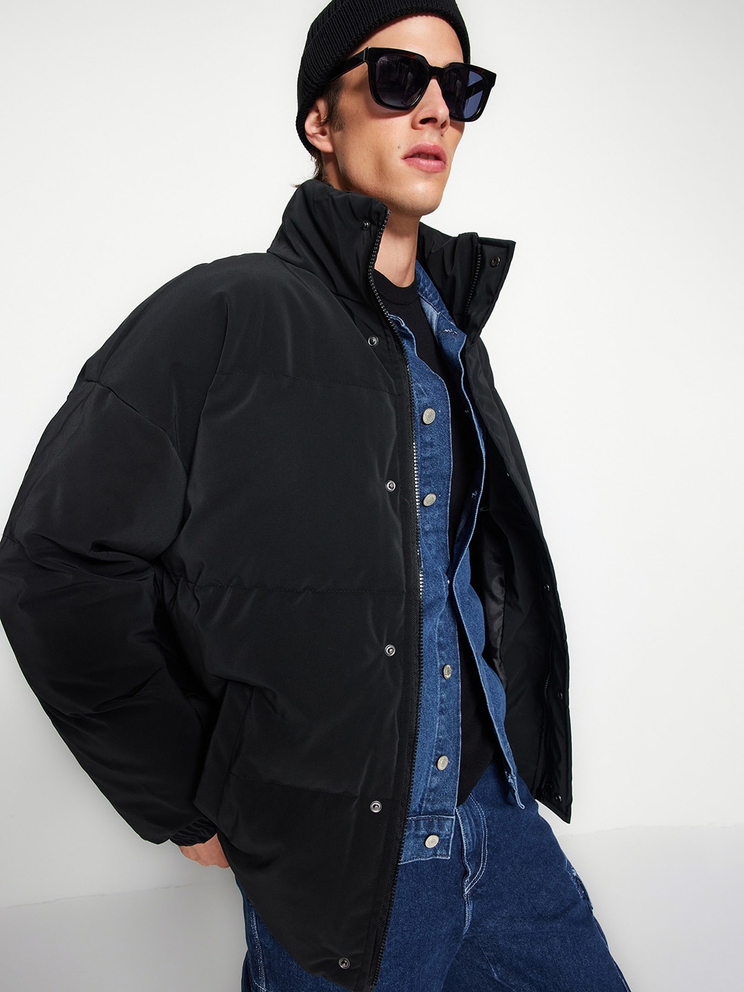 

Trendyol Mock Collar Long Sleeve Puffer Jacket, Black