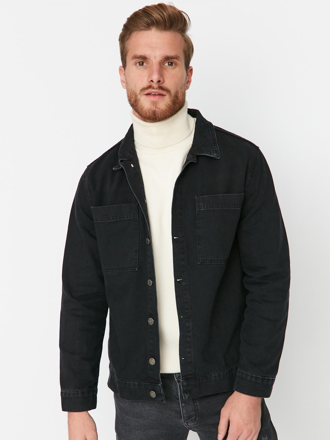 

Trendyol Spread Collar Denim Jacket, Black